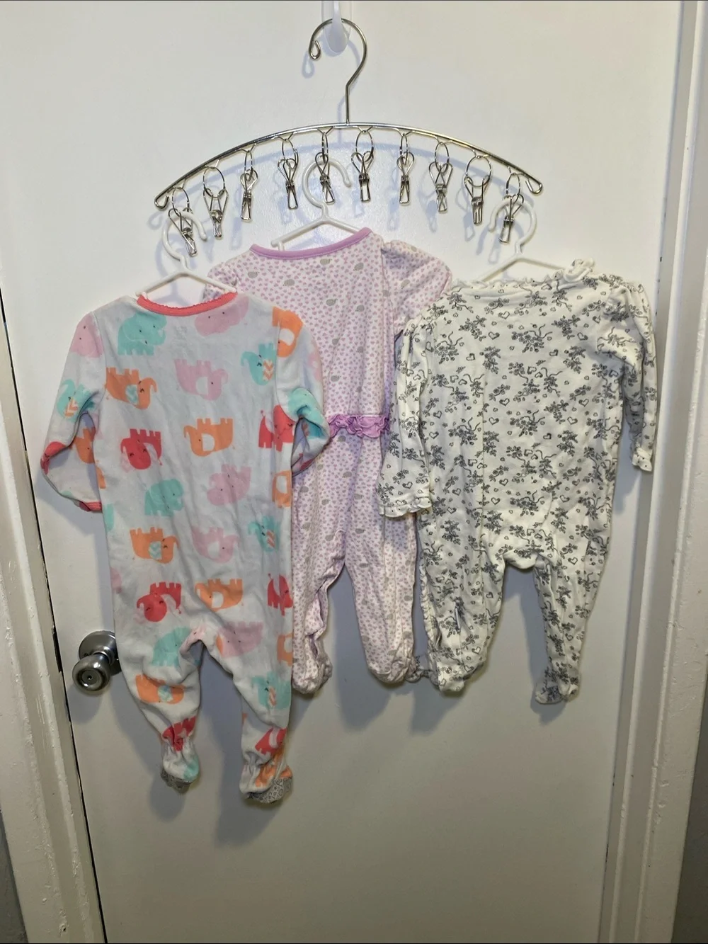 child of mine Pink and Multicolor Elephant Print Footed One-Piece& Carter Footed